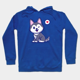 Cute Husky Dog Cartoon Vector Icon Illustration Hoodie